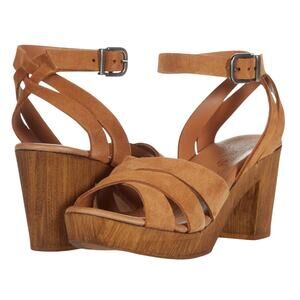 Eric Michael Womens Luna Heeled Sandals EU 36 US 6 Tan Leather Strappy NIB